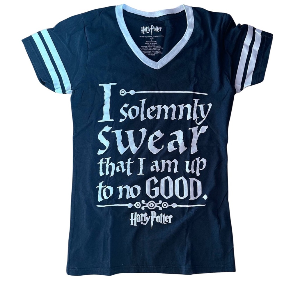 Warner Bros Harry Potter Maurader’s Map T-Shirt in Navy Blue Women’s Size Large